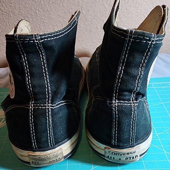 Vintage Converse All Star High Top Canvas Black Shoes Sz 6 Chuck Taylor CHARITY - Picture 5 of 9